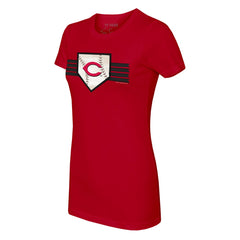 Cincinnati Reds Tiny Turnip Women's Base Stripe T-Shirt Red