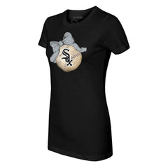 Chicago White Sox Tiny Turnip Women's Baseball Bow T-Shirt Black