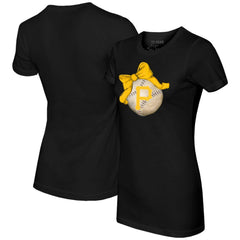Pittsburgh Pirates Tiny Turnip Women's Baseball Bow T-Shirt Black