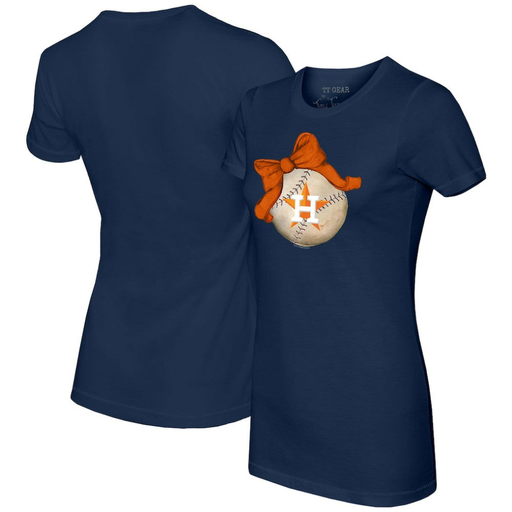 Houston Astros Tiny Turnip Women's Baseball Bow T-Shirt Navy