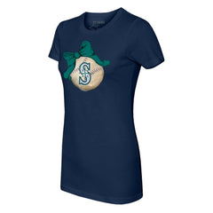 Seattle Mariners Tiny Turnip Women's Baseball Bow T-Shirt Navy