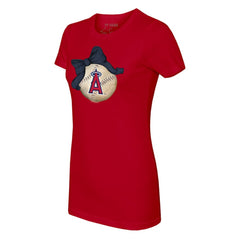 Los Angeles Angels Tiny Turnip Women's Baseball Bow T-Shirt Red