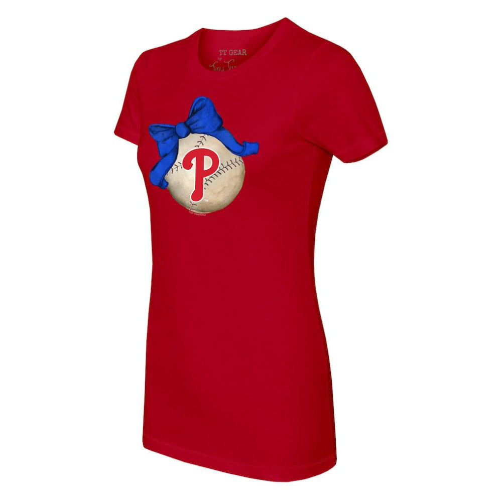 Philadelphia Phillies Tiny Turnip Women's Baseball Bow T-Shirt Red