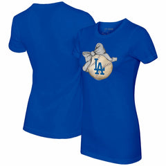Los Angeles Dodgers Tiny Turnip Women's Baseball Bow T-Shirt Royal