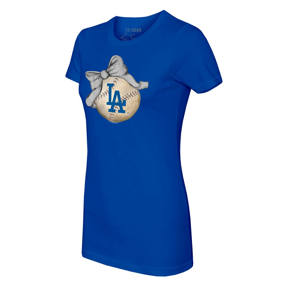Los Angeles Dodgers Tiny Turnip Women's Baseball Bow T-Shirt Royal