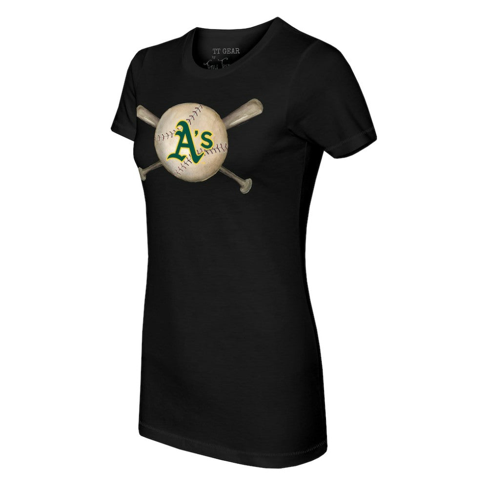 Athletics Tiny Turnip Women's Baseball Cross Bats T-Shirt Black