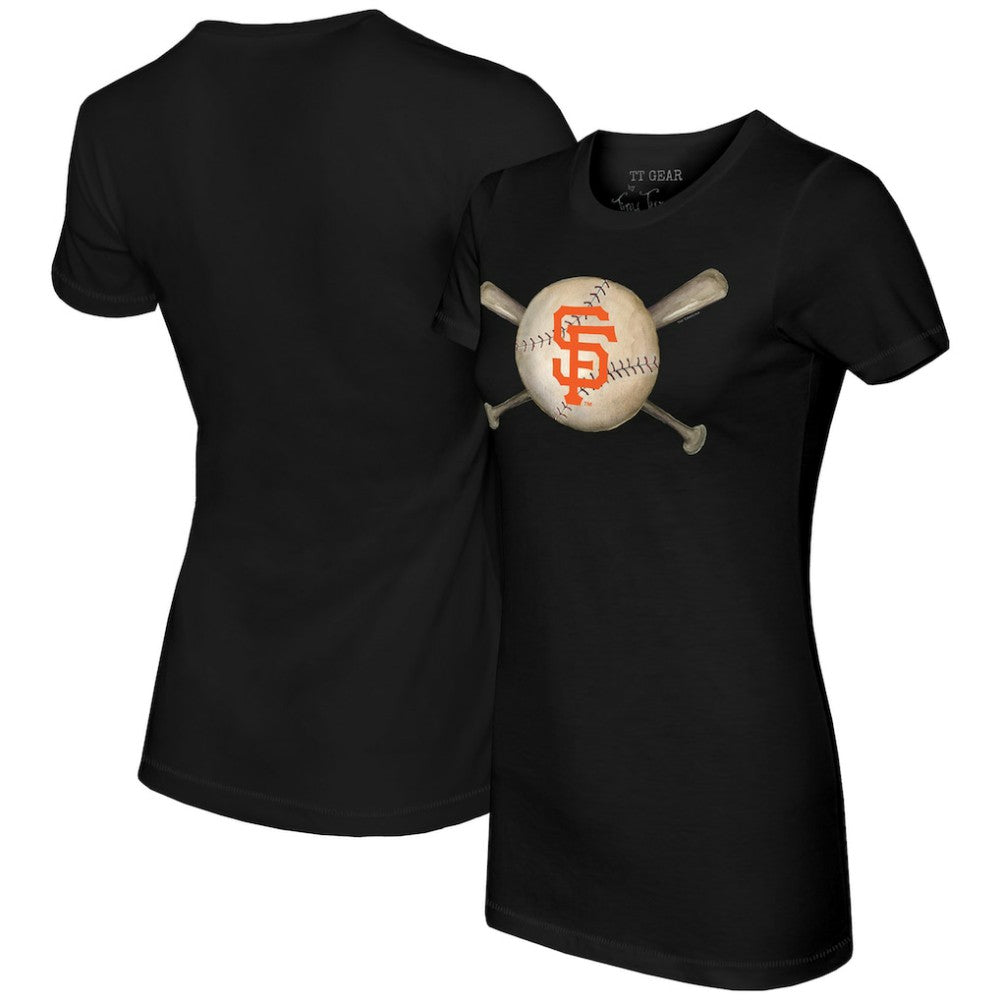 San Francisco Giants Tiny Turnip Women's Baseball Cross Bats T-Shirt Black