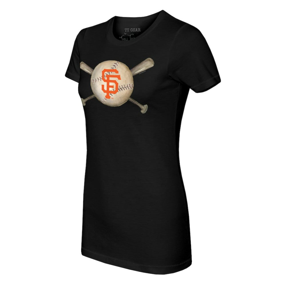 San Francisco Giants Tiny Turnip Women's Baseball Cross Bats T-Shirt Black