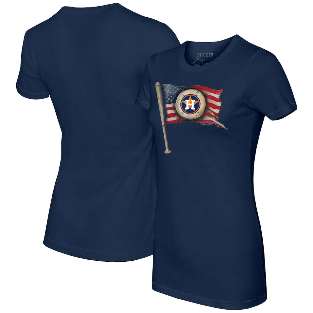 Houston Astros Tiny Turnip Women's Baseball Flag T-Shirt Navy