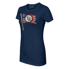 Tampa Bay Rays Tiny Turnip Women's Baseball Flag T-Shirt Navy