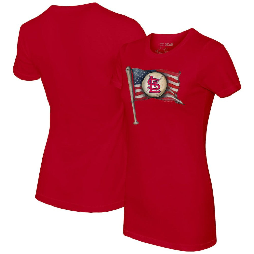 St. Louis Cardinals Tiny Turnip Women's Baseball Flag T-Shirt Red