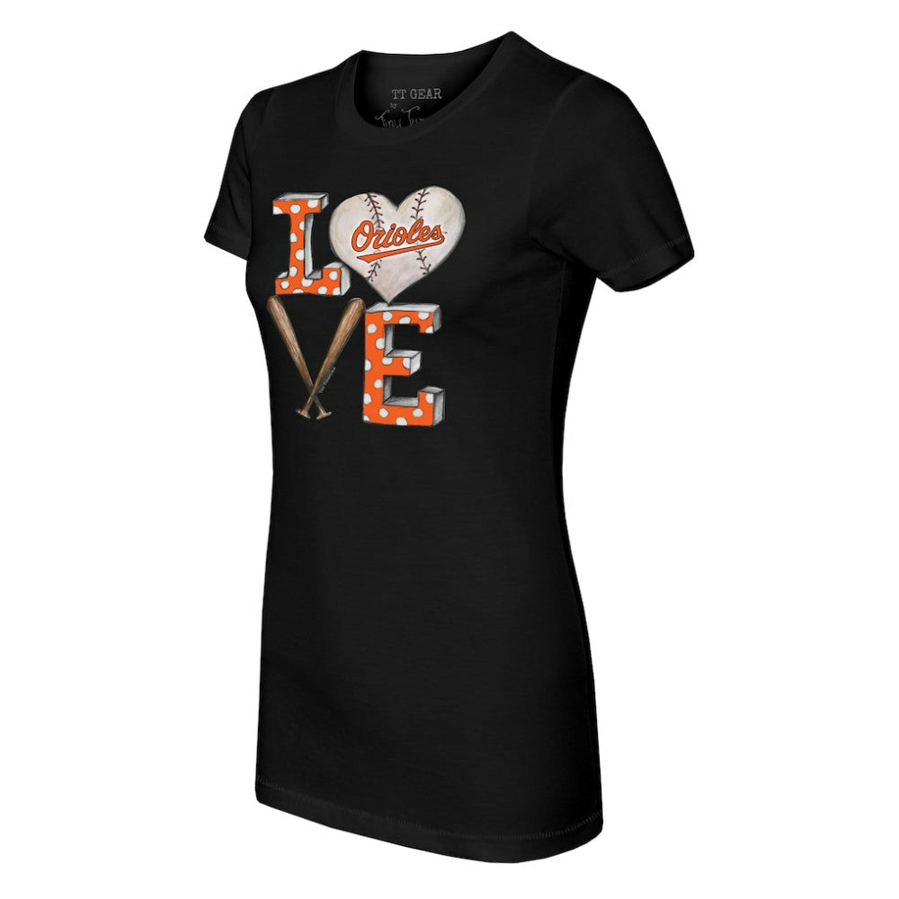Baltimore Orioles Tiny Turnip Women's Baseball Love T-Shirt Black