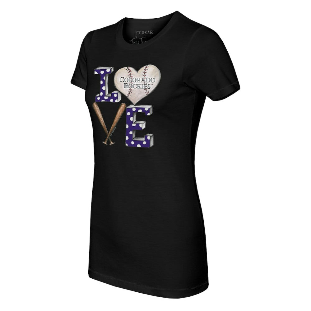 Colorado Rockies Tiny Turnip Women's Baseball Love T-Shirt Black