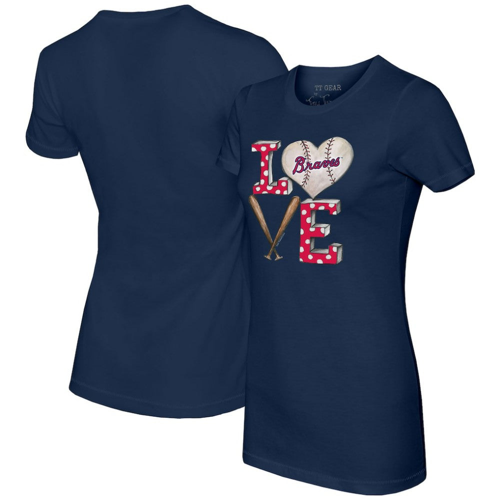 Atlanta Braves Tiny Turnip Women's Baseball Love T-Shirt Navy