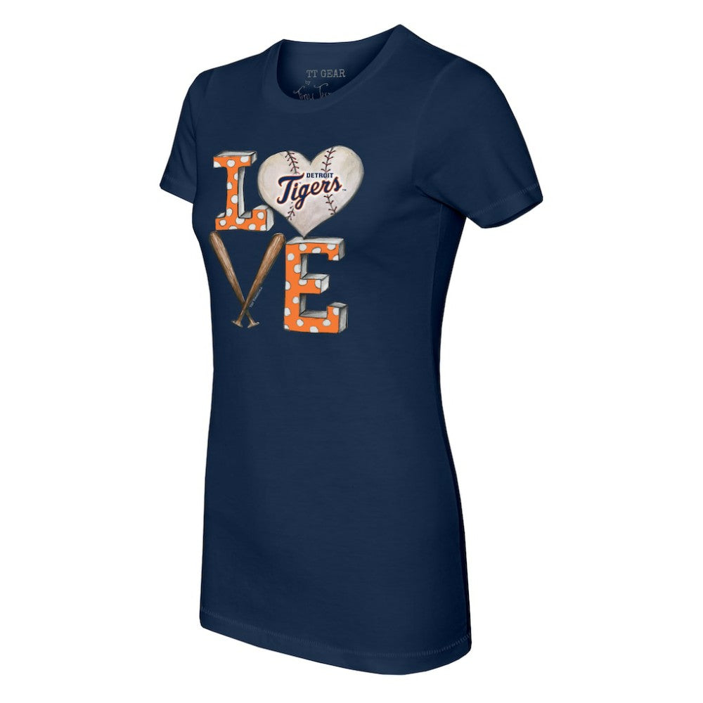 Detroit Tigers Tiny Turnip Women's Baseball Love T-Shirt Navy