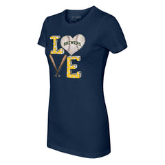 Milwaukee Brewers Tiny Turnip Women's Baseball Love T-Shirt Navy