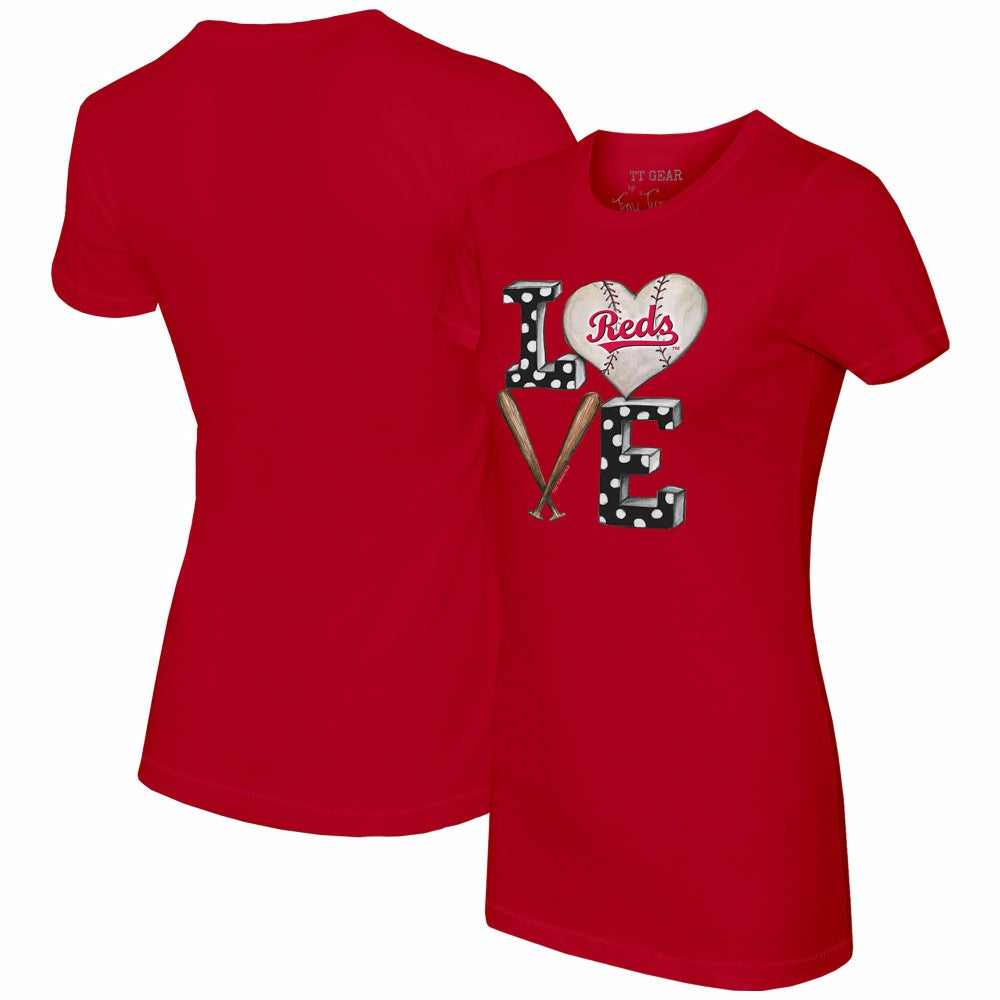 Cincinnati Reds Tiny Turnip Women's Baseball Love T-Shirt Red