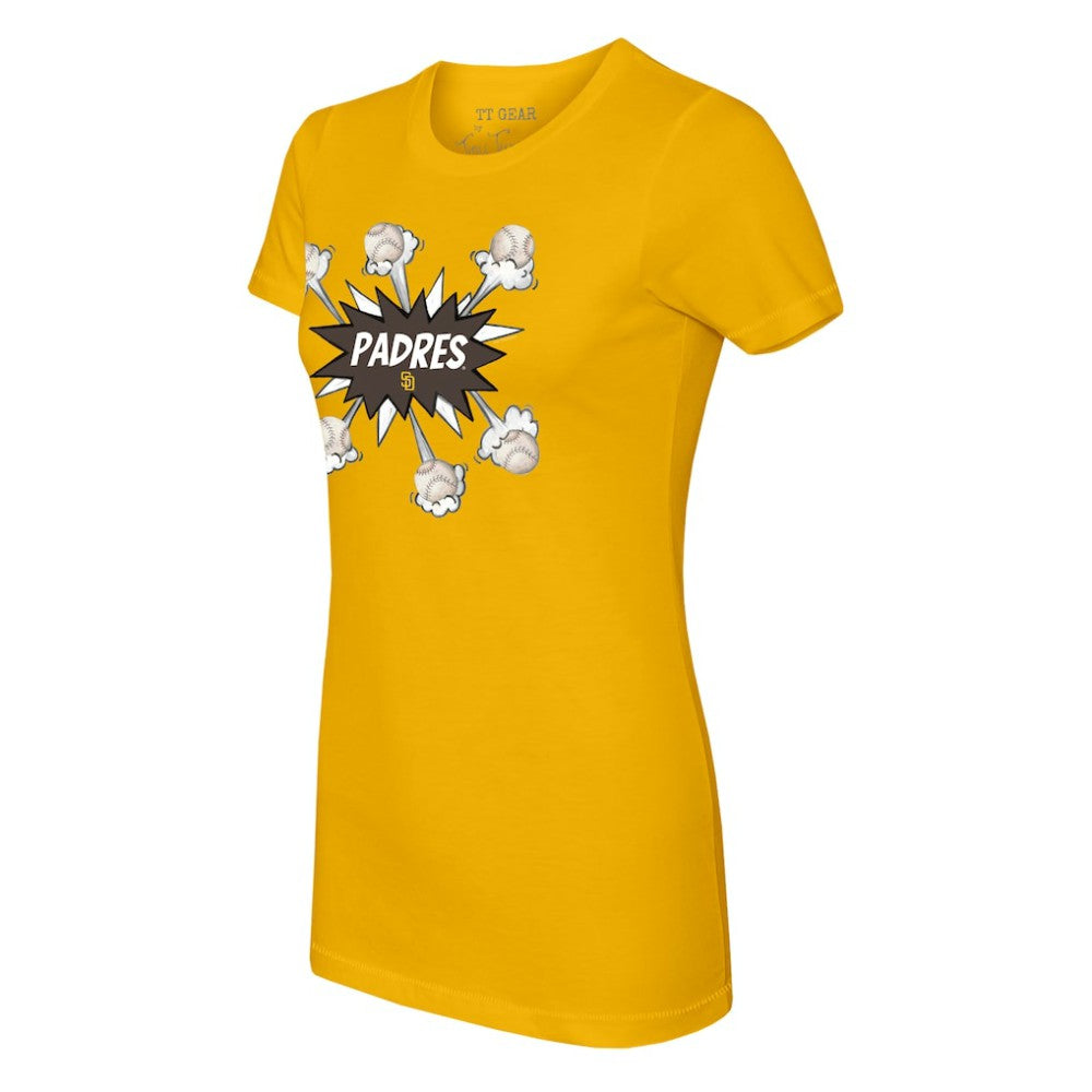 San Diego Padres Tiny Turnip Women's Baseball Pow T-Shirt Gold