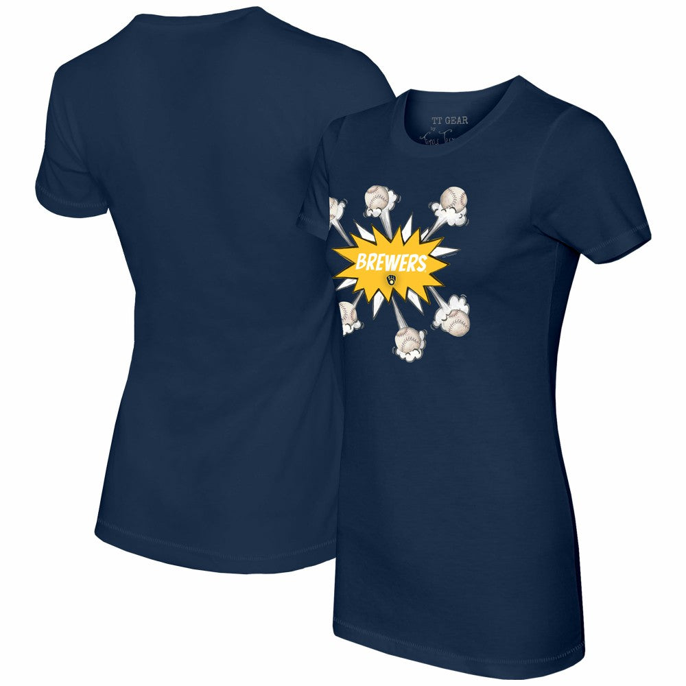 Milwaukee Brewers Tiny Turnip Women's Baseball Pow T-Shirt Navy