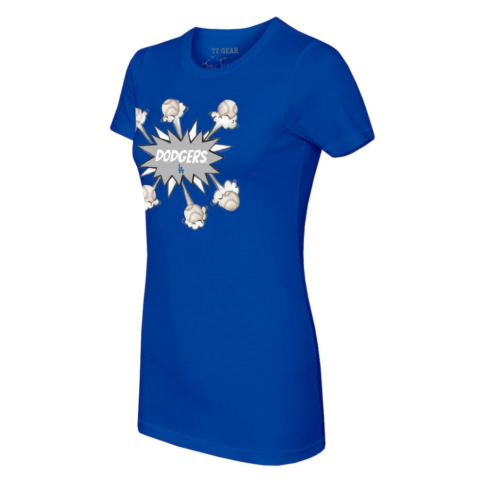 Los Angeles Dodgers Tiny Turnip Women's Baseball Pow T-Shirt Royal