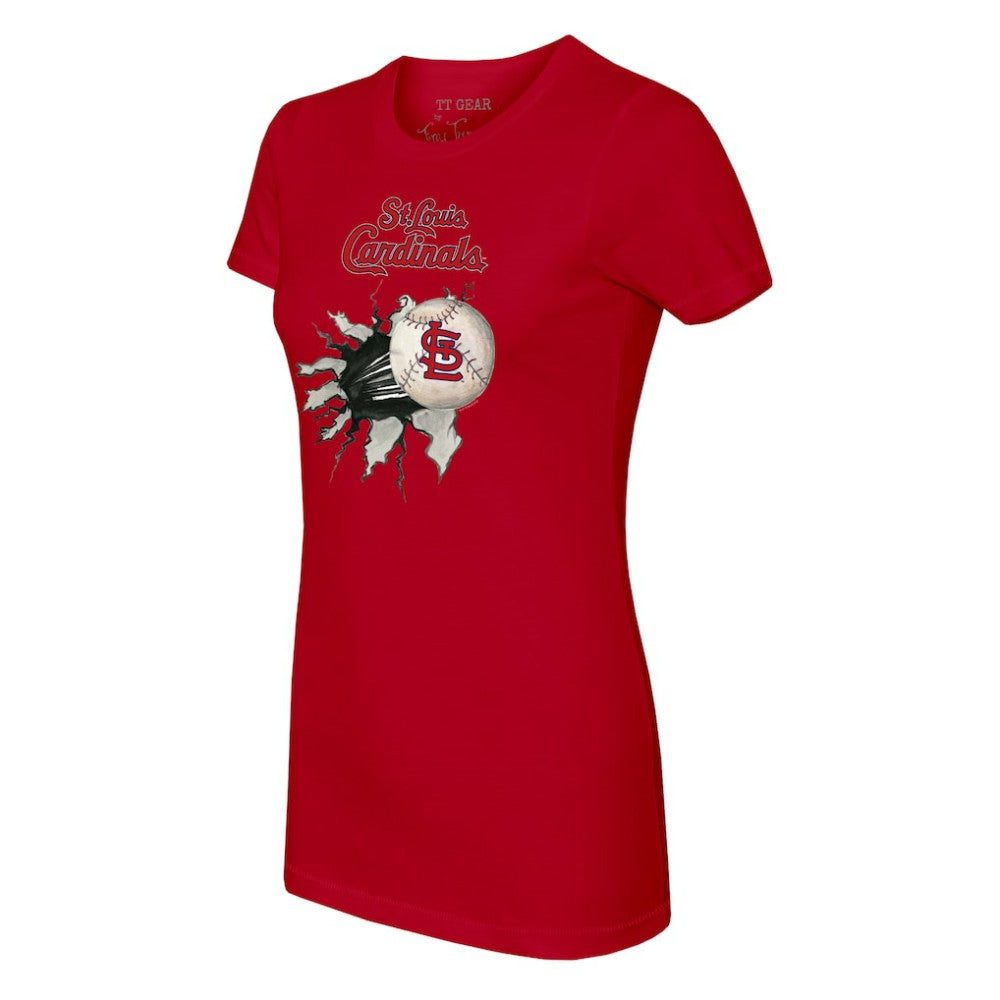 St. Louis Cardinals Tiny Turnip Women's Baseball Tear T-Shirt Red