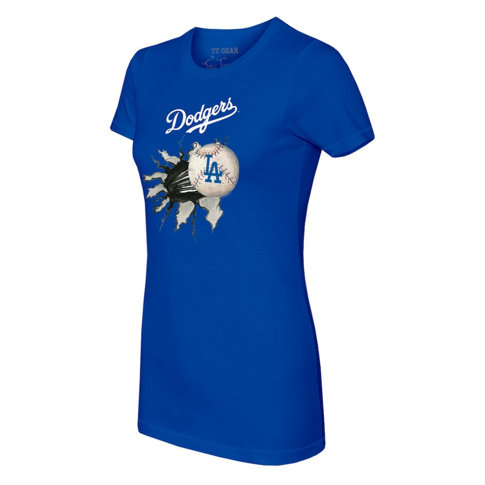 Los Angeles Dodgers Tiny Turnip Women's Baseball Tear T-Shirt Royal