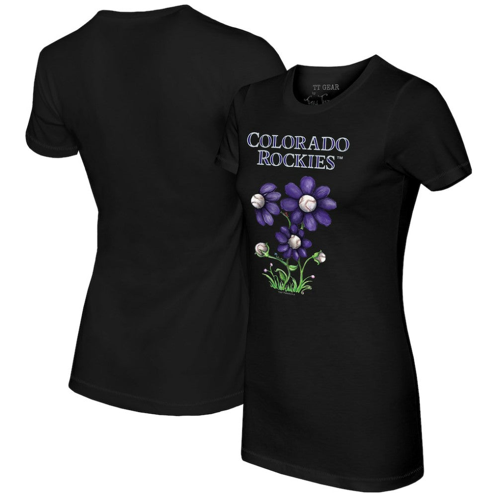 Colorado Rockies Tiny Turnip Women's Blooming Baseballs T-Shirt Black