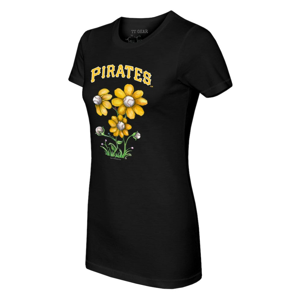 Pittsburgh Pirates Tiny Turnip Women's Blooming Baseballs T-Shirt Black