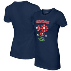 Cleveland Guardians Tiny Turnip Women's Blooming Baseballs T-Shirt Navy