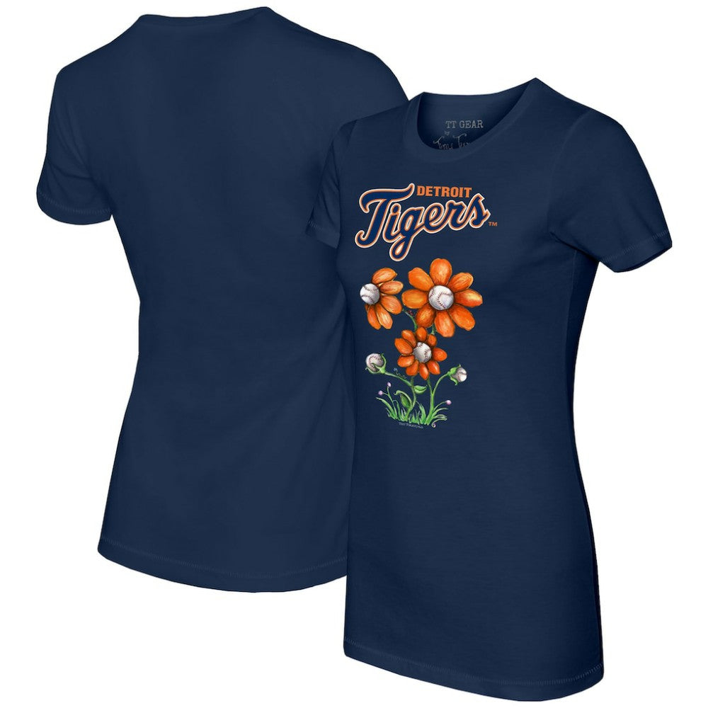 Detroit Tigers Tiny Turnip Women's Blooming Baseballs T-Shirt Navy