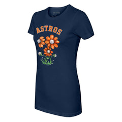 Houston Astros Tiny Turnip Women's Blooming Baseballs T-Shirt Navy