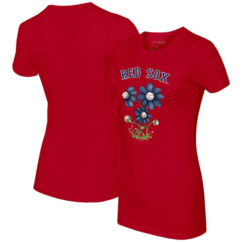 Boston Red Sox Tiny Turnip Women's Blooming Baseballs T-Shirt Red