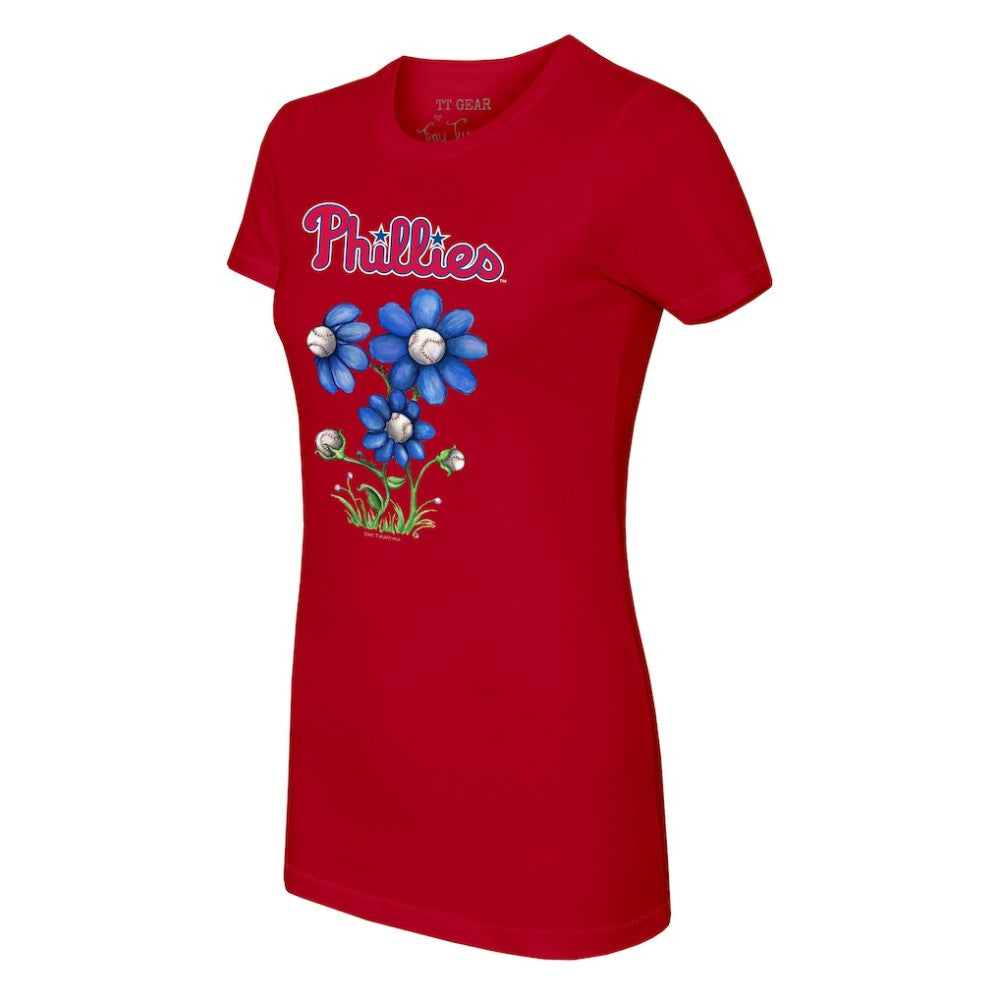 Philadelphia Phillies Tiny Turnip Women's Blooming Baseballs T-Shirt Red