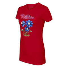 Philadelphia Phillies Tiny Turnip Women's Blooming Baseballs T-Shirt Red