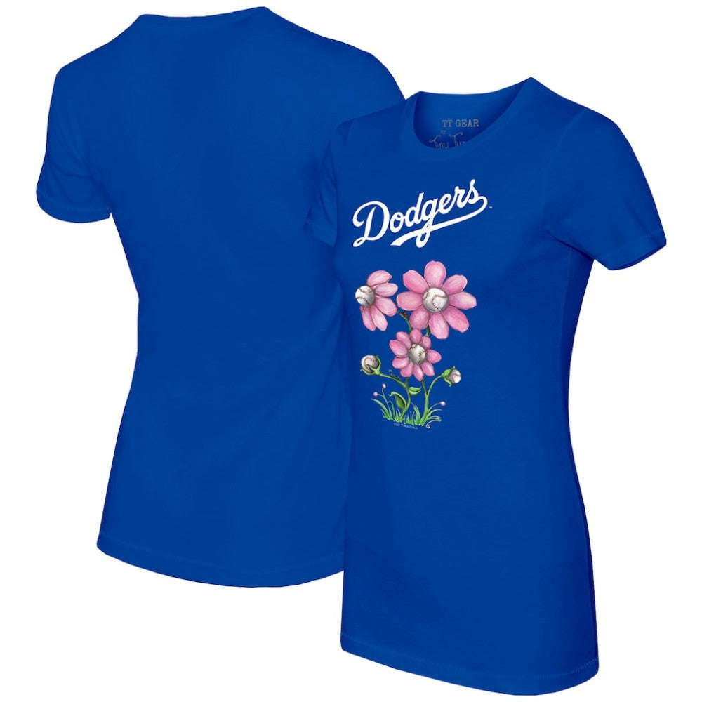 Los Angeles Dodgers Tiny Turnip Women's Blooming Baseballs T-Shirt Royal