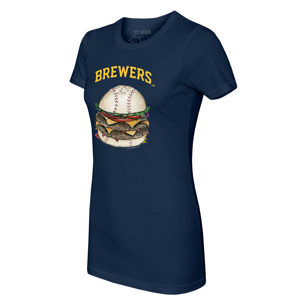 Milwaukee Brewers Tiny Turnip Women's Burger T-Shirt Navy