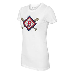 Boston Red Sox Tiny Turnip Women's Diamond Cross Bats T-Shirt White