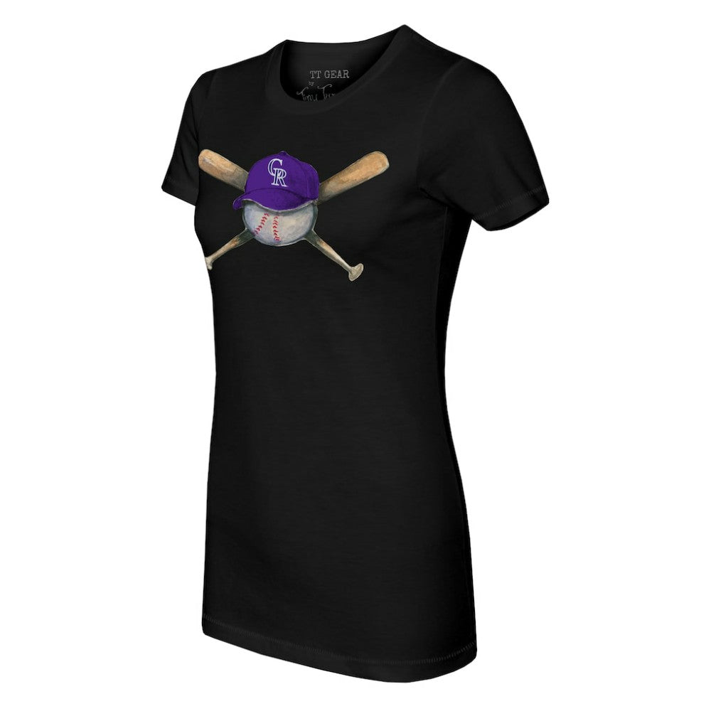 Colorado Rockies Tiny Turnip Women's Hat Crossbats T-Shirt Black
