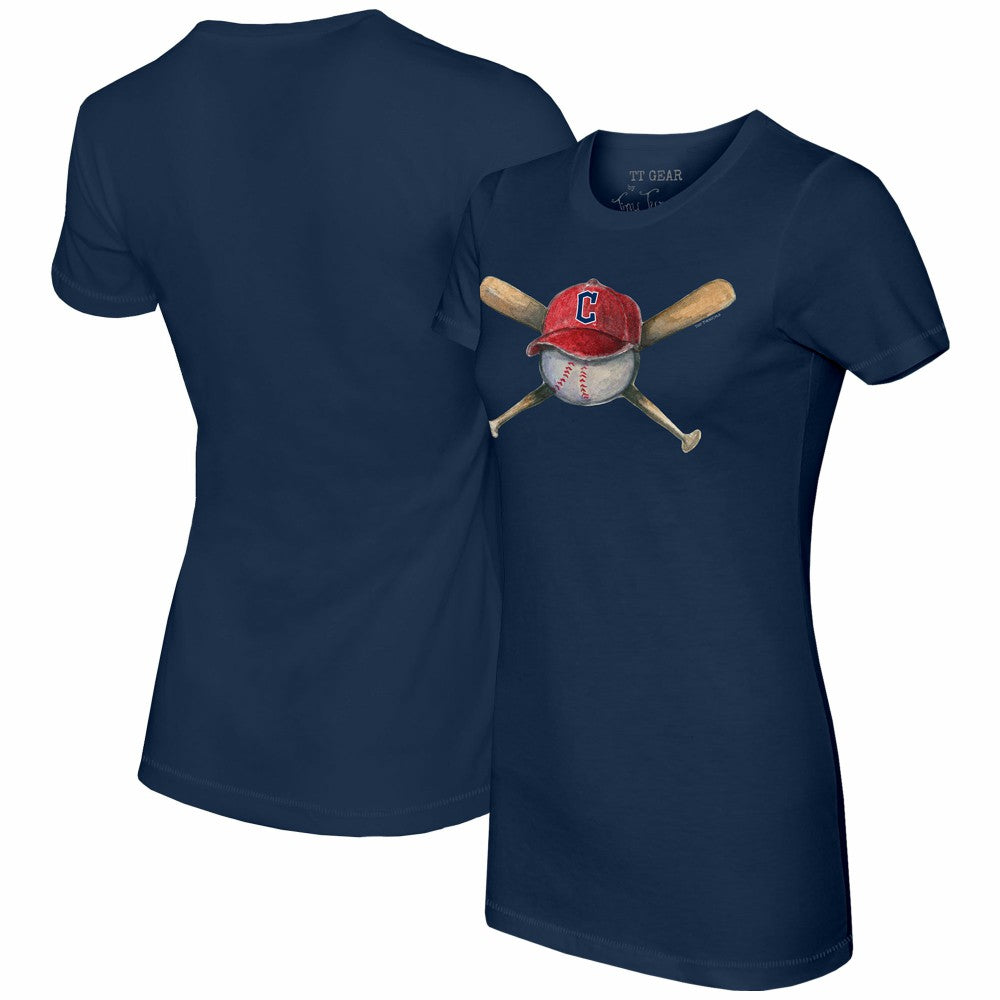 Cleveland Guardians Tiny Turnip Women's Hat Crossbats T-Shirt Navy
