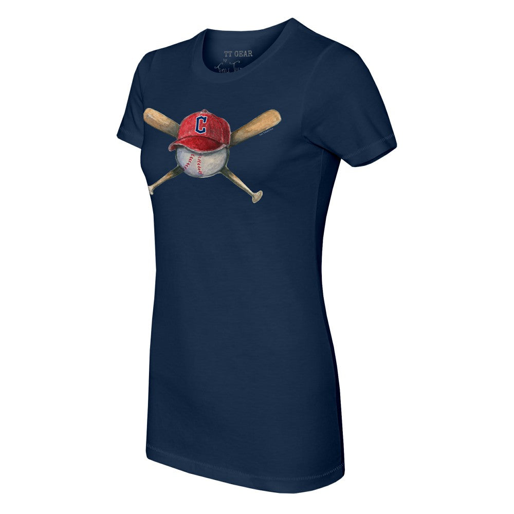 Cleveland Guardians Tiny Turnip Women's Hat Crossbats T-Shirt Navy