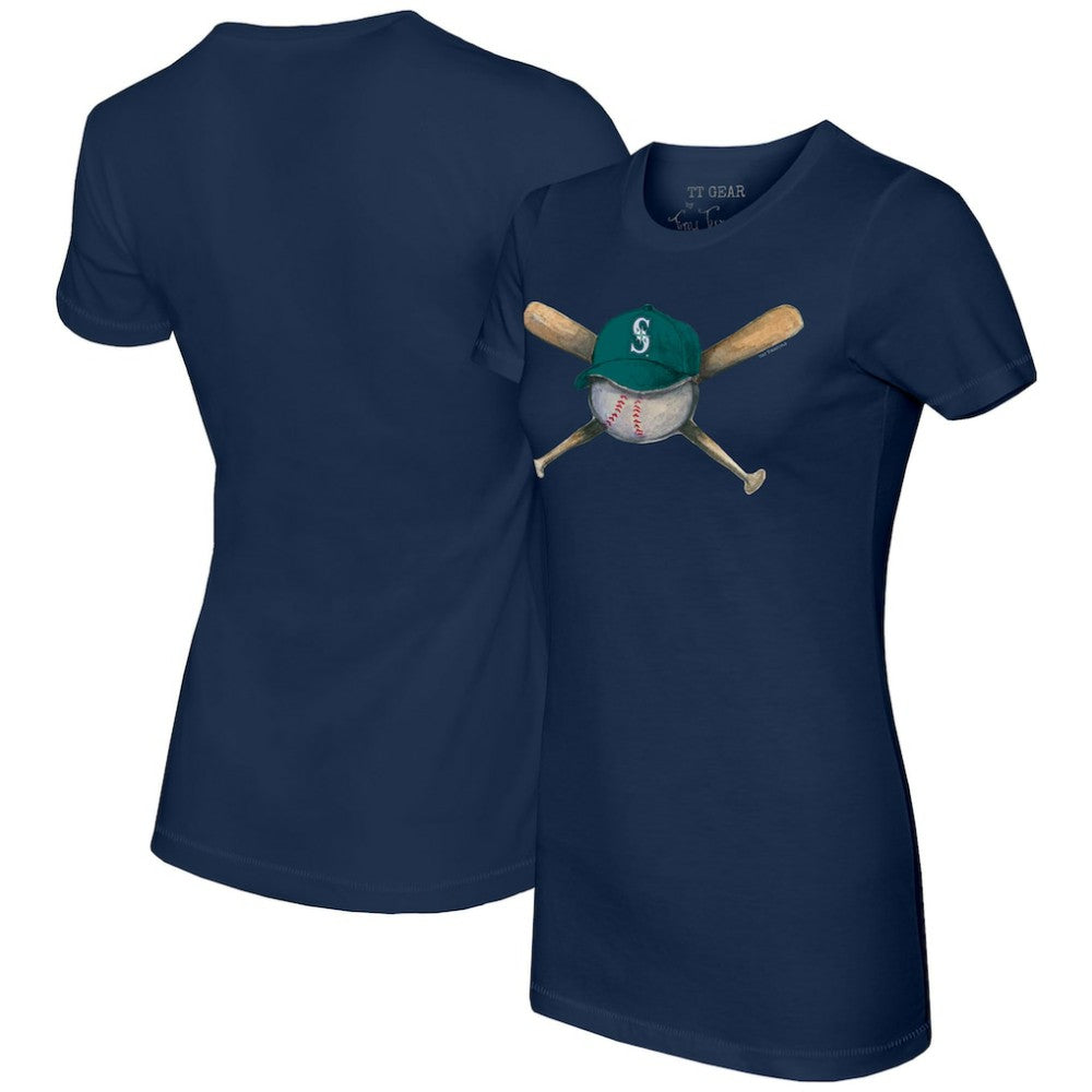 Seattle Mariners Tiny Turnip Women's Hat Crossbats T-Shirt Navy