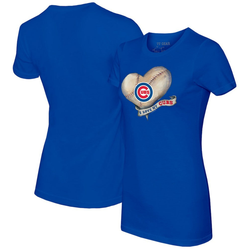 Chicago Cubs Tiny Turnip Women's Heart Banner T-Shirt Royal
