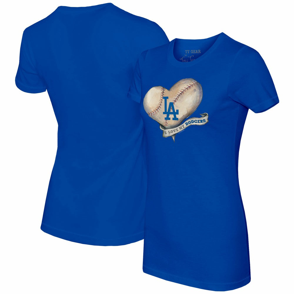Los Angeles Dodgers Tiny Turnip Women's Heart Banner T-Shirt Royal
