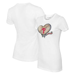 Philadelphia Phillies Tiny Turnip Women's Heart Banner T-Shirt White