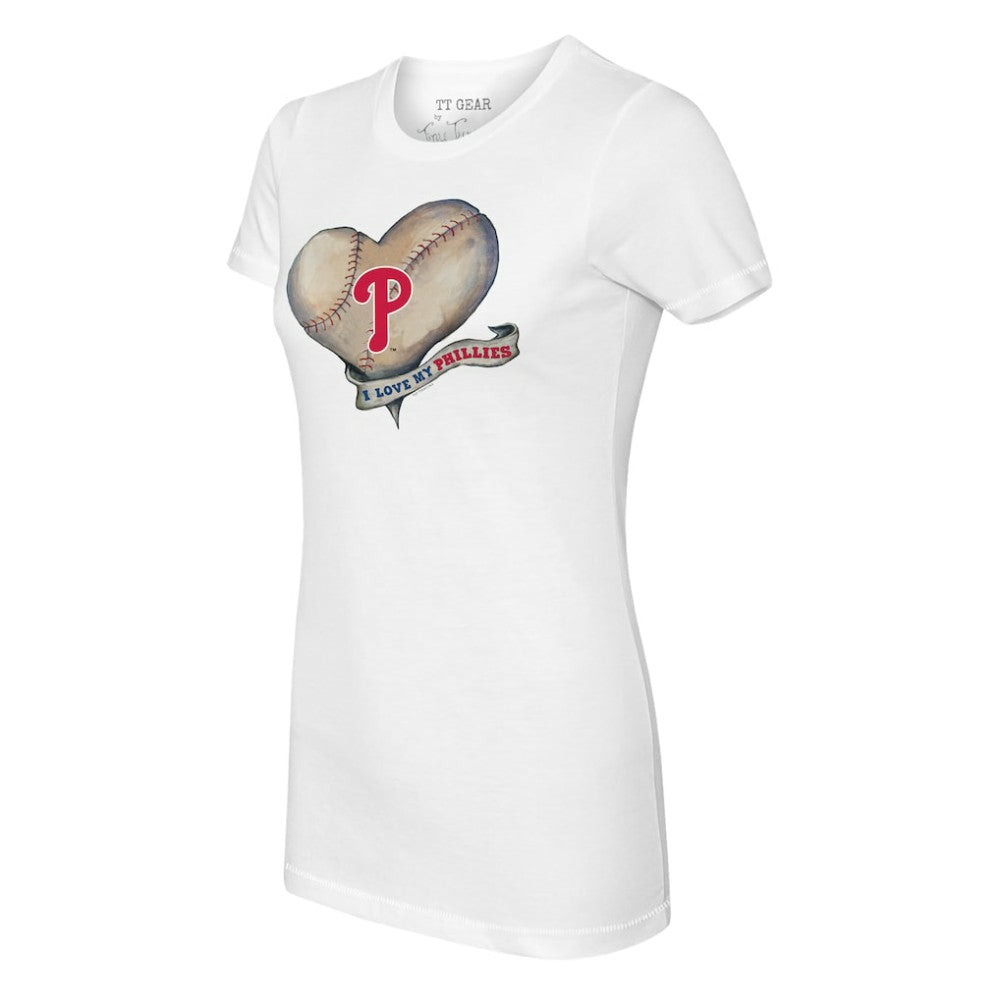Philadelphia Phillies Tiny Turnip Women's Heart Banner T-Shirt White