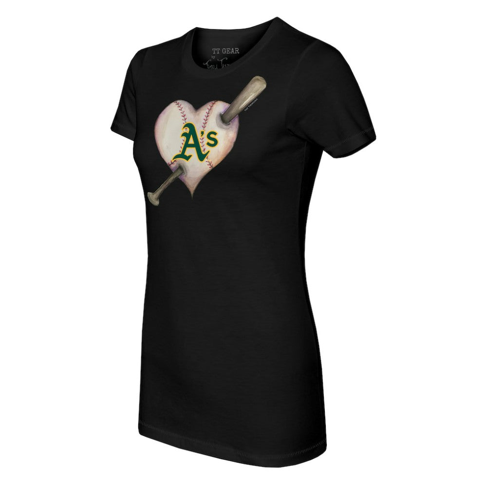 Athletics Tiny Turnip Women's Heart Bat T-Shirt Black