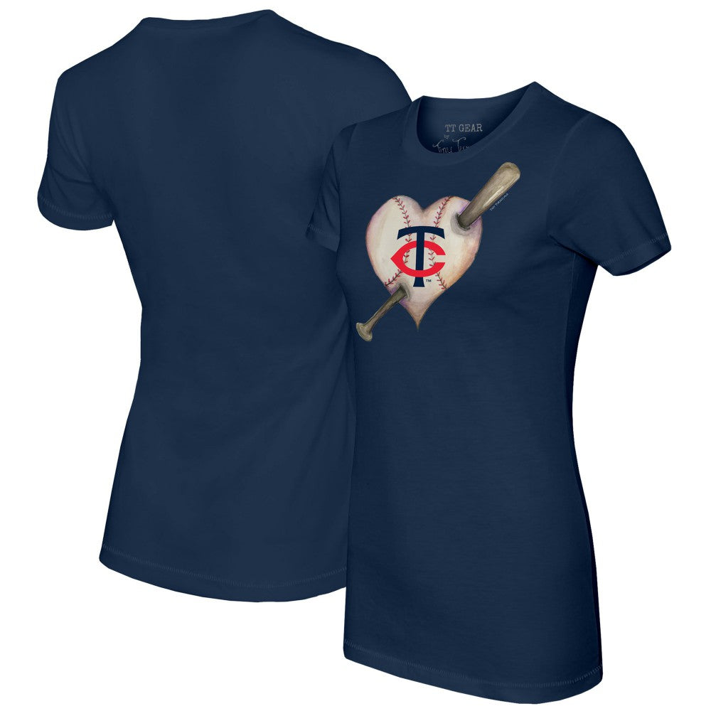 Minnesota Twins Tiny Turnip Women's Heart Bat T-Shirt Navy
