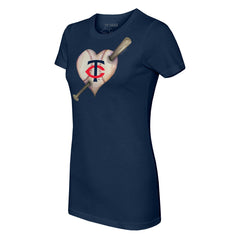 Minnesota Twins Tiny Turnip Women's Heart Bat T-Shirt Navy