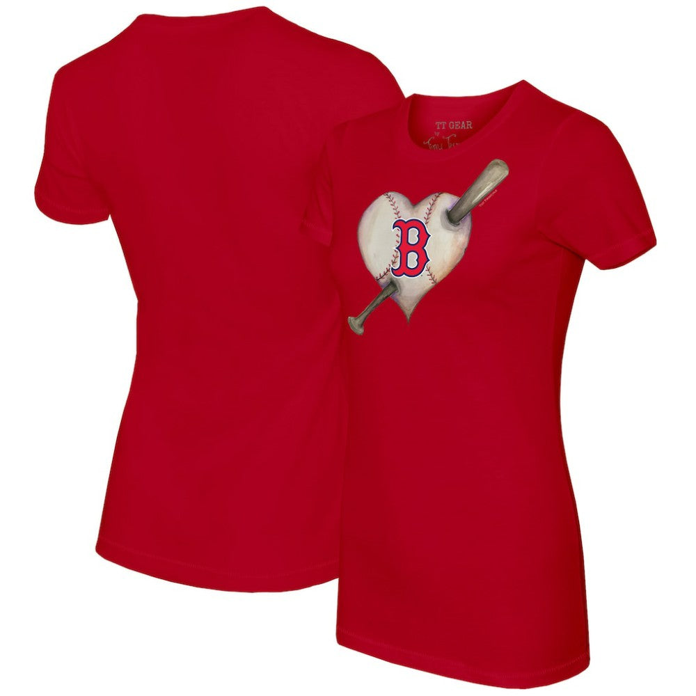 Boston Red Sox Tiny Turnip Women's Heart Bat T-Shirt Red
