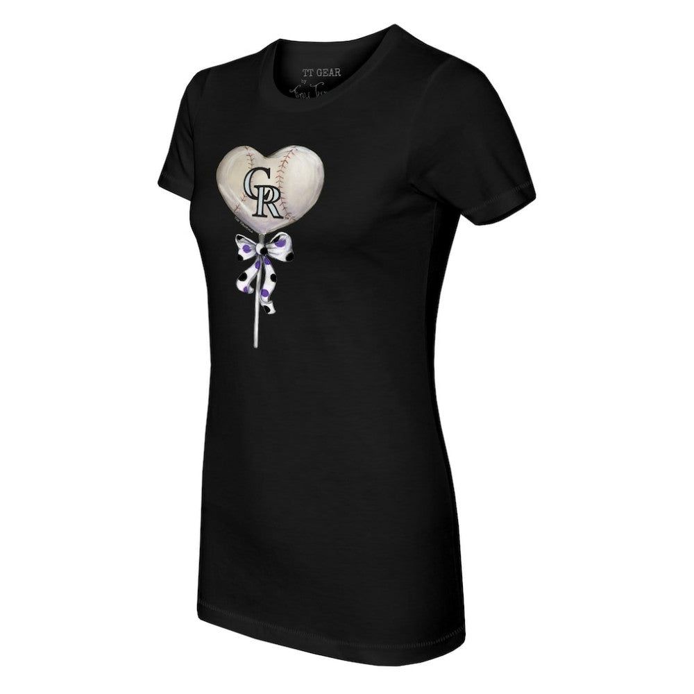 Colorado Rockies Tiny Turnip Women's Heart Lolly T-Shirt Black